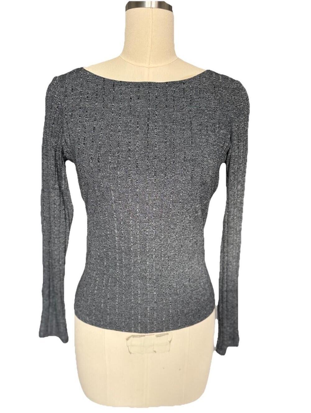 Vintage Studio y Y2k Small Top Ribbed Blouse Gray